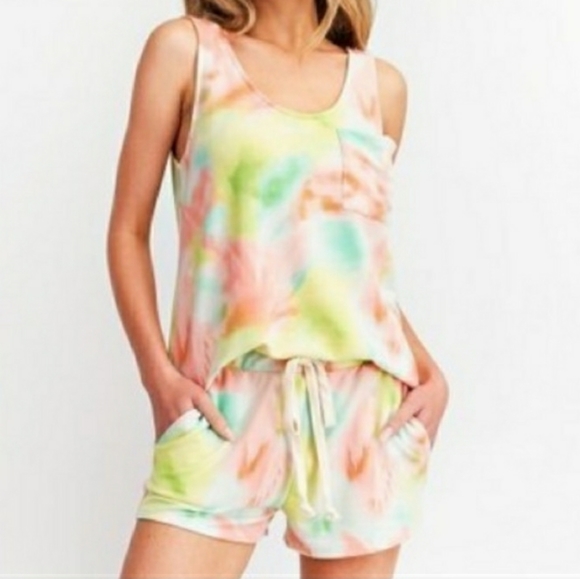 Lime and Peach 2-Piece Tie Dye Short Set - Picture 8 of 12